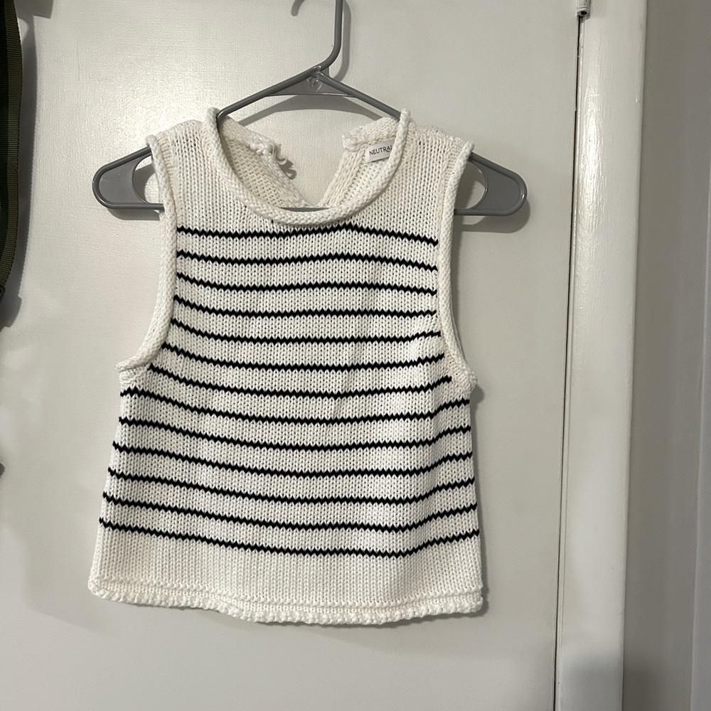 Neutral Ground Striped Knit Sleeveless Top